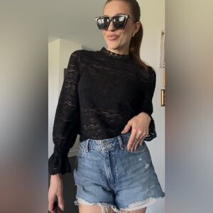 Elegant Black Lace Women's Top